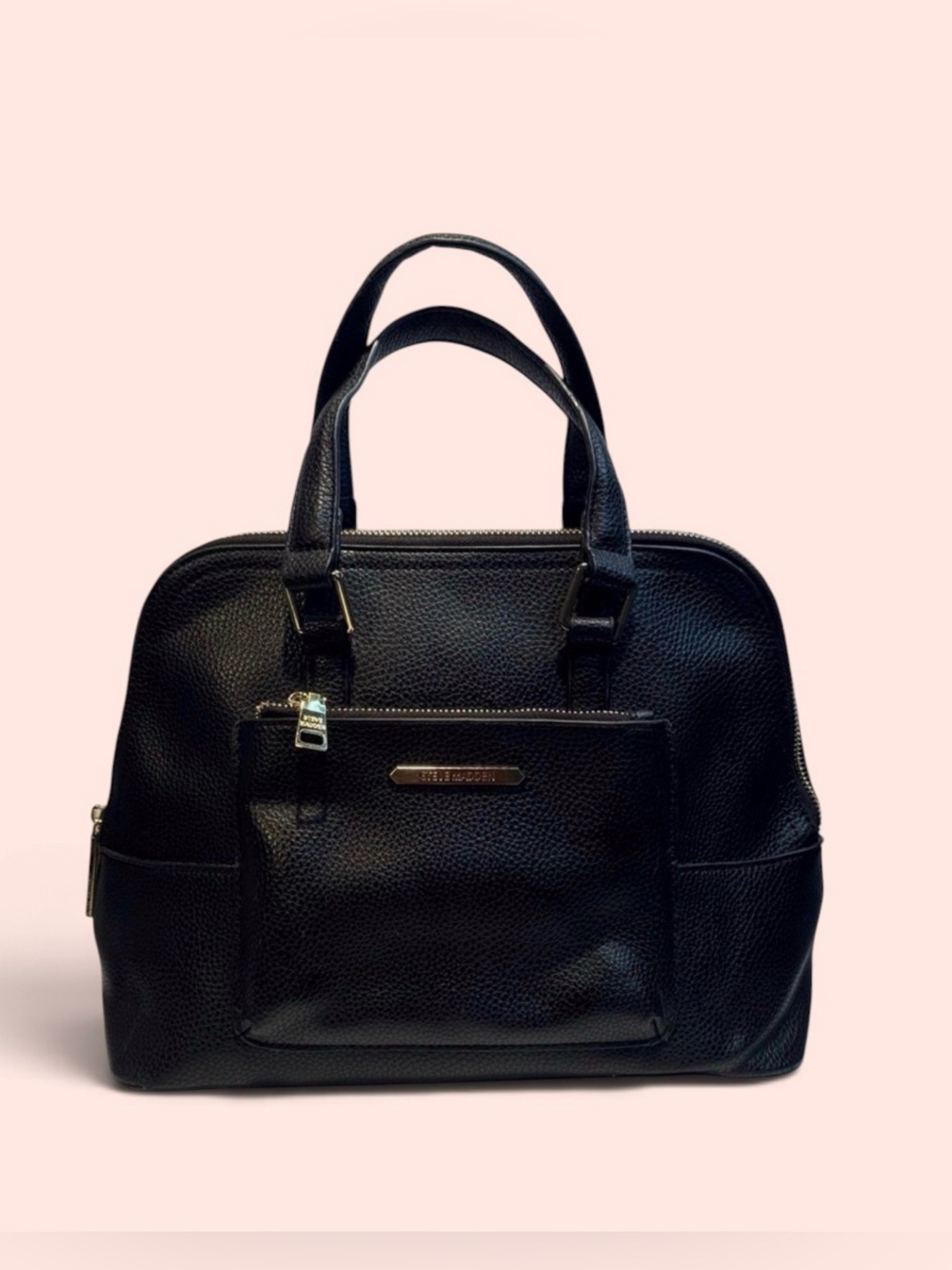 Steve Madden Black Pebbled Satchel